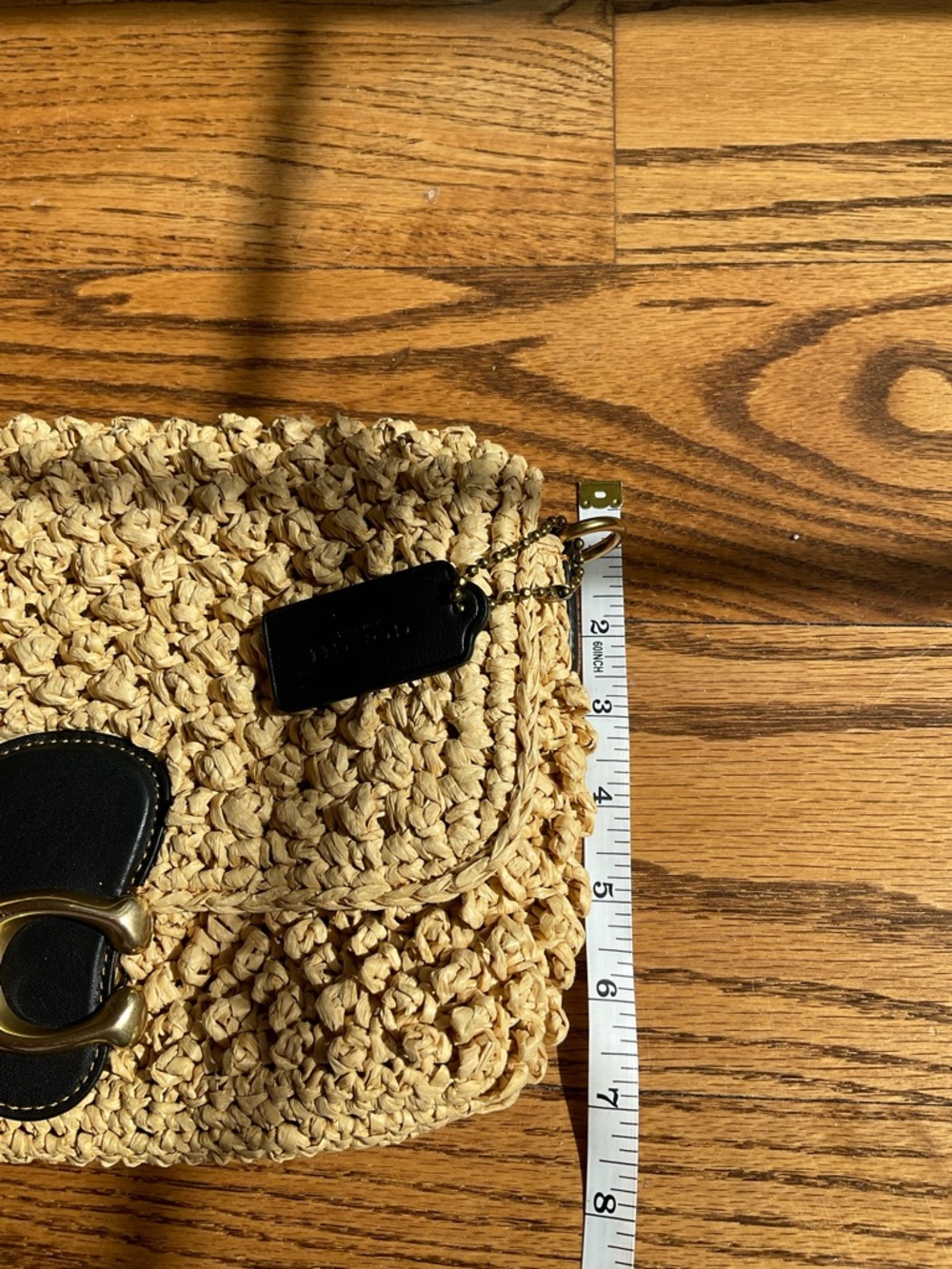 Coach soft Tabby 2022 summer straw raffia crochet purse leather straps like new - Picture 12 of 16
